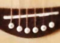 Puente de una guitarra acústica con las cuerdas puestas